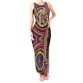 Brisbane Lions Tank Maxi Dress Indigenous Monochrome Dot Art Mascot Style
