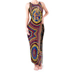 Brisbane Lions Tank Maxi Dress Indigenous Monochrome Dot Art Mascot Style