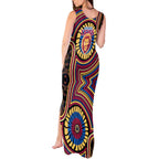 Brisbane Lions Tank Maxi Dress Indigenous Monochrome Dot Art Mascot Style