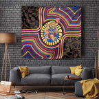 Brisbane Lions Tapestry Indigenous Monochrome Dot Art Mascot Style