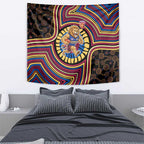 Brisbane Lions Tapestry Indigenous Monochrome Dot Art Mascot Style