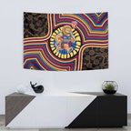Brisbane Lions Tapestry Indigenous Monochrome Dot Art Mascot Style