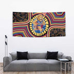 Brisbane Lions Tapestry Indigenous Monochrome Dot Art Mascot Style