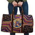 Brisbane Lions Travel Bag Indigenous Monochrome Dot Art Mascot Style