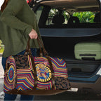 Brisbane Lions Travel Bag Indigenous Monochrome Dot Art Mascot Style