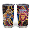 Brisbane Lions Tumbler Cup Indigenous Monochrome Dot Art Mascot Style