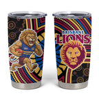 Brisbane Lions Tumbler Cup Indigenous Monochrome Dot Art Mascot Style