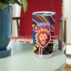 Brisbane Lions Tumbler Cup Indigenous Monochrome Dot Art Mascot Style