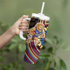 Brisbane Lions Tumbler With Handle Indigenous Monochrome Dot Art Mascot Style