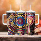 Brisbane Lions Tumbler With Handle Indigenous Monochrome Dot Art Mascot Style