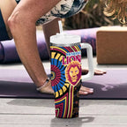 Brisbane Lions Tumbler With Handle Indigenous Monochrome Dot Art Mascot Style