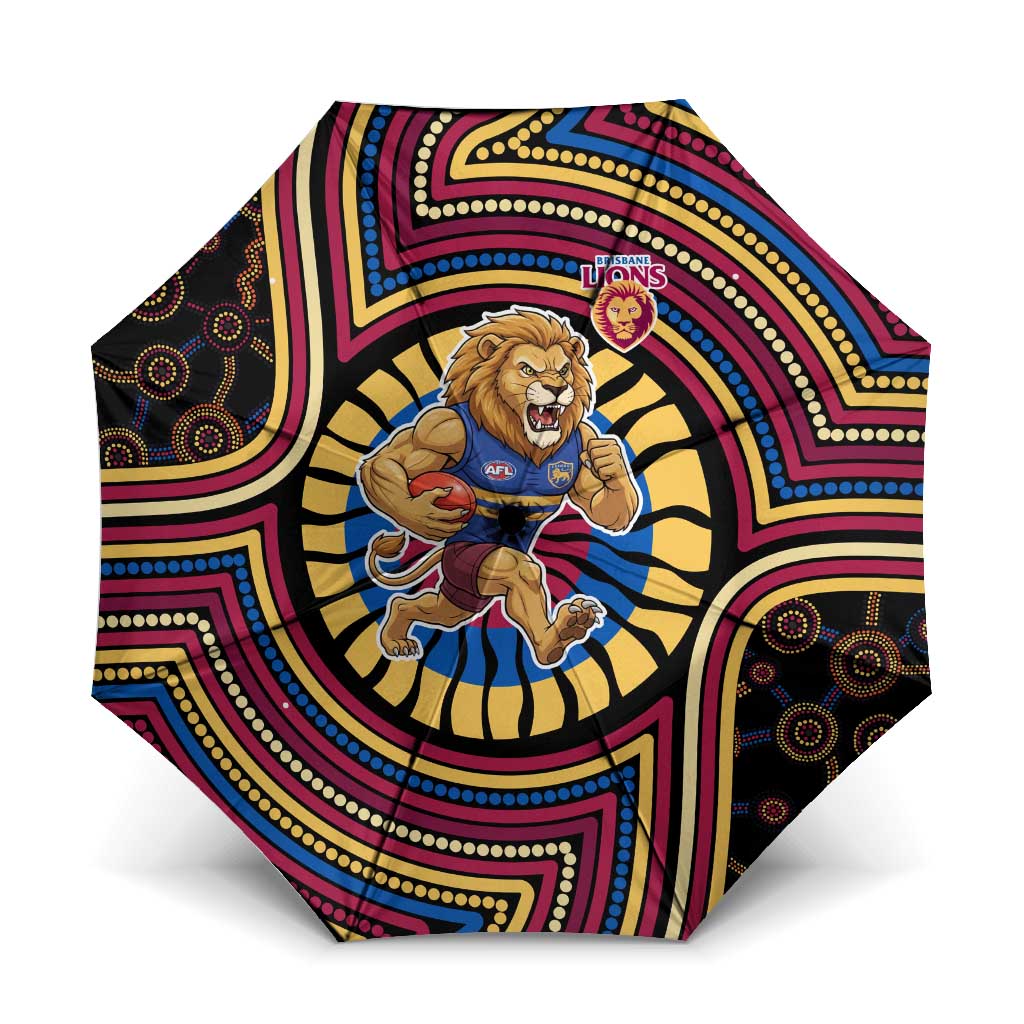 Brisbane Lions Umbrella Indigenous Monochrome Dot Art Mascot Style