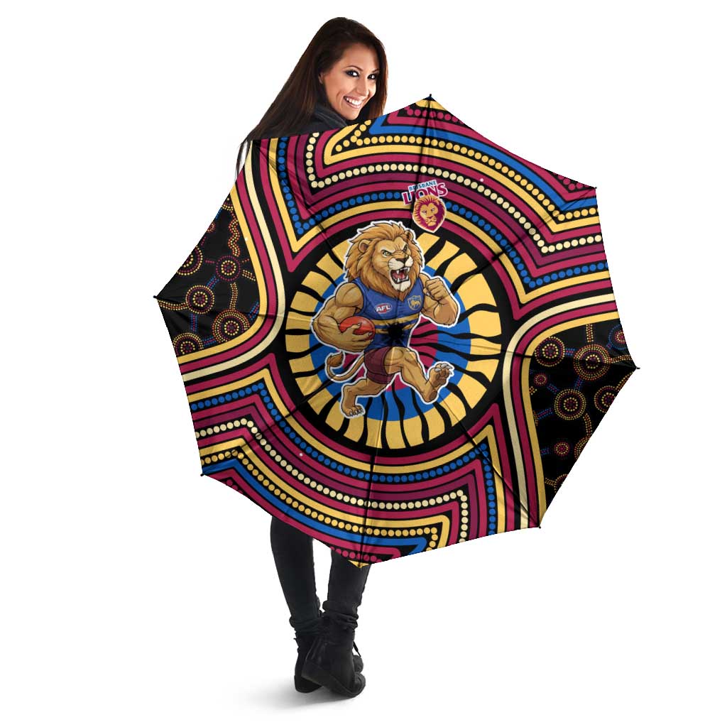 Brisbane Lions Umbrella Indigenous Monochrome Dot Art Mascot Style