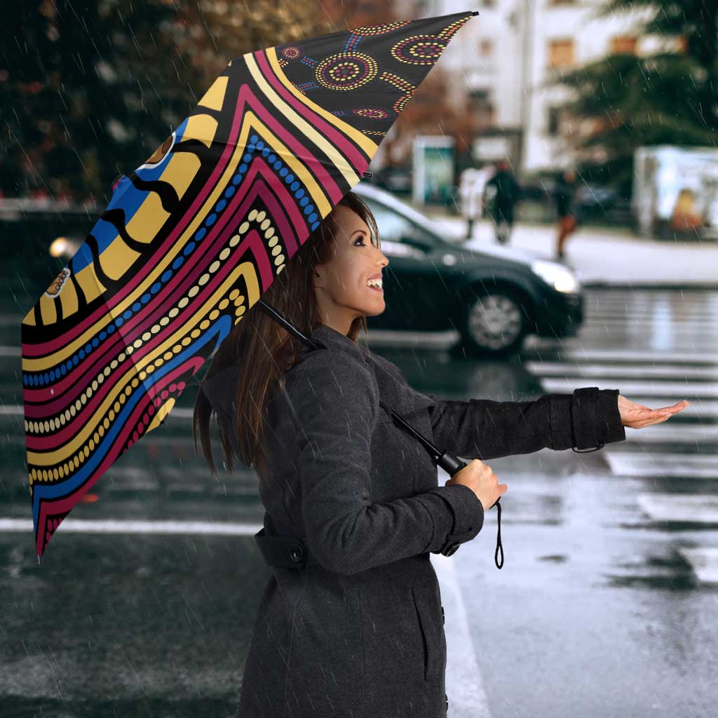 Brisbane Lions Umbrella Indigenous Monochrome Dot Art Mascot Style