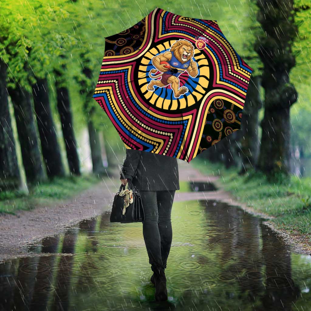 Brisbane Lions Umbrella Indigenous Monochrome Dot Art Mascot Style