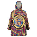 Brisbane Lions Wearable Blanket Hoodie Indigenous Monochrome Dot Art Mascot Style