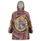 Brisbane Lions Wearable Blanket Hoodie Indigenous Monochrome Dot Art Mascot Style