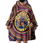 Brisbane Lions Wearable Blanket Hoodie Indigenous Monochrome Dot Art Mascot Style