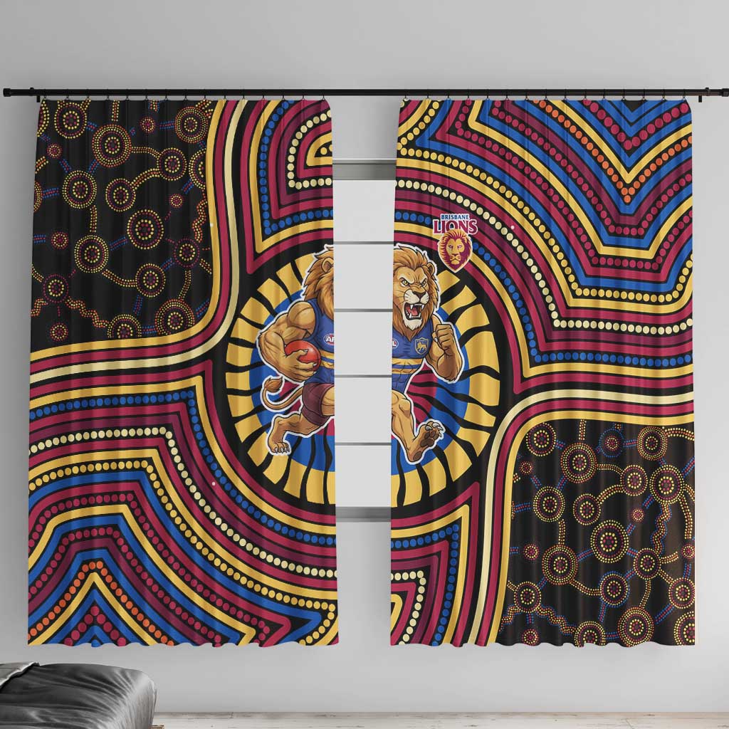 Brisbane Lions Window Curtain Indigenous Monochrome Dot Art Mascot Style