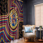 Brisbane Lions Window Curtain Indigenous Monochrome Dot Art Mascot Style