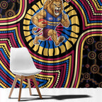 Brisbane Lions Window Curtain Indigenous Monochrome Dot Art Mascot Style