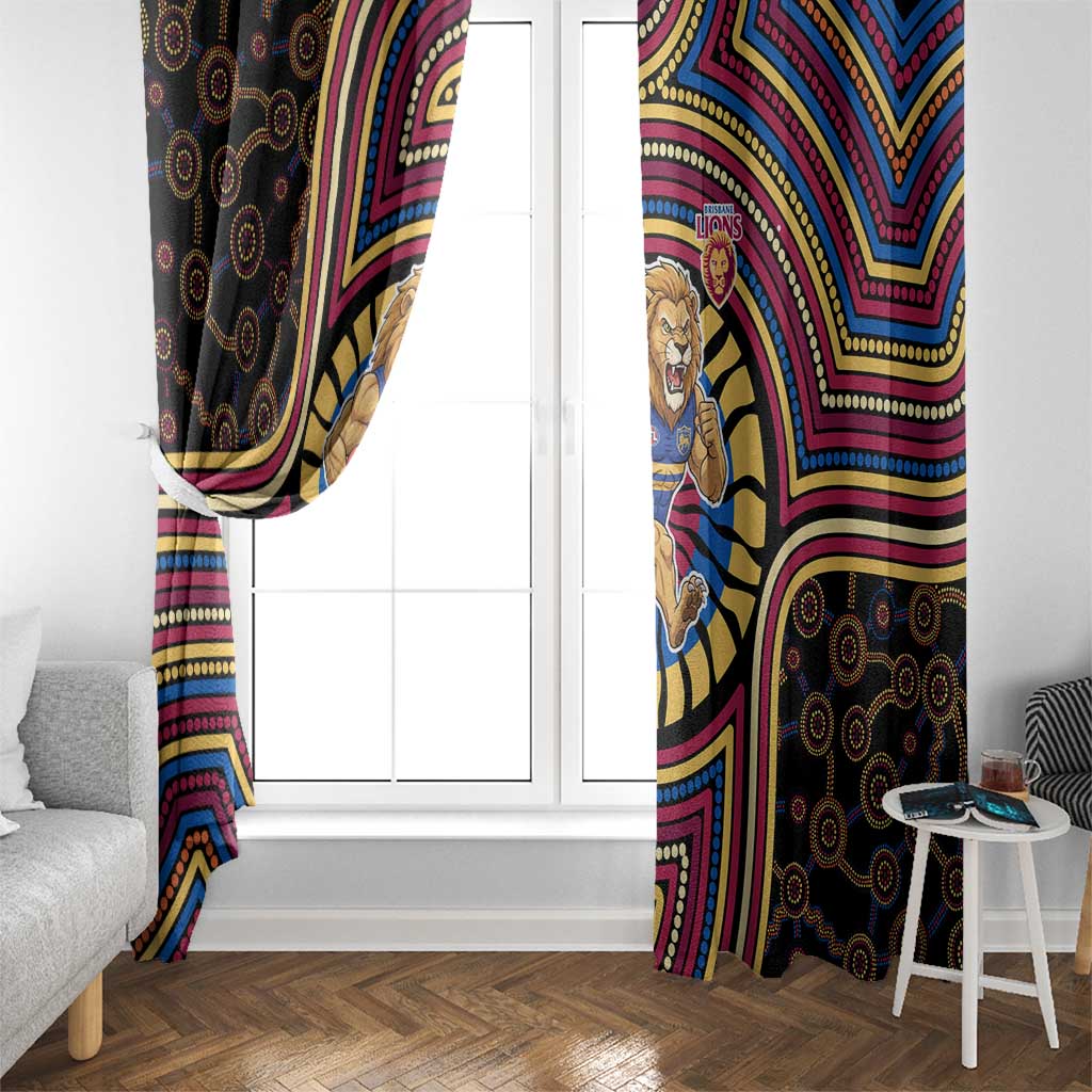 Brisbane Lions Window Curtain Indigenous Monochrome Dot Art Mascot Style