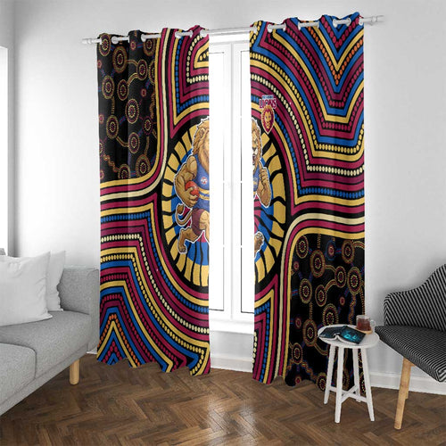 Brisbane Lions Window Curtain Indigenous Monochrome Dot Art Mascot Style