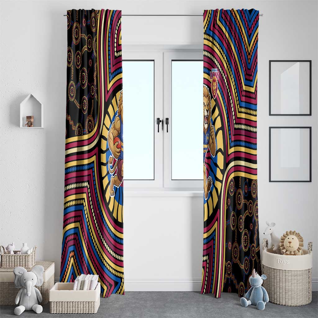 Brisbane Lions Window Curtain Indigenous Monochrome Dot Art Mascot Style