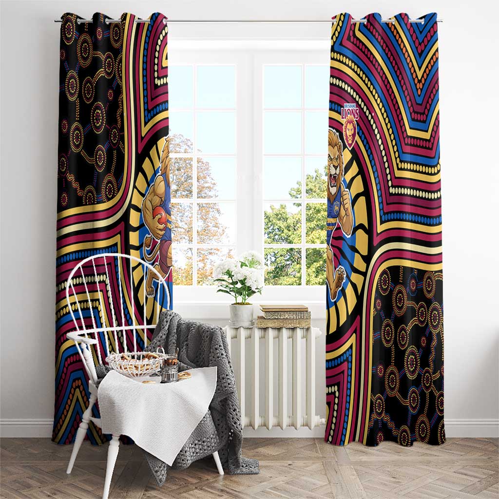 Brisbane Lions Window Curtain Indigenous Monochrome Dot Art Mascot Style