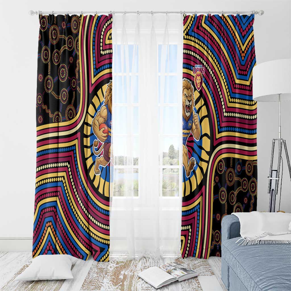 Brisbane Lions Window Curtain Indigenous Monochrome Dot Art Mascot Style