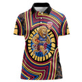 Brisbane Lions Women Polo Shirt Indigenous Monochrome Dot Art Mascot Style