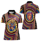 Brisbane Lions Women Polo Shirt Indigenous Monochrome Dot Art Mascot Style