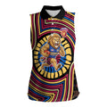 Brisbane Lions Women Sleeveless Polo Shirt Indigenous Monochrome Dot Art Mascot Style
