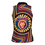 Brisbane Lions Women Sleeveless Polo Shirt Indigenous Monochrome Dot Art Mascot Style