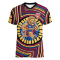 Brisbane Lions Women V-Neck T-Shirt Indigenous Monochrome Dot Art Mascot Style