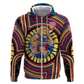Brisbane Lions Zip Hoodie Indigenous Monochrome Dot Art Mascot Style