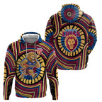 Brisbane Lions Zip Hoodie Indigenous Monochrome Dot Art Mascot Style
