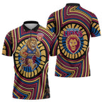 Brisbane Lions Zipper Polo Shirt Indigenous Monochrome Dot Art Mascot Style