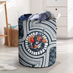 Carlton Football Club Laundry Basket Indigenous Monochrome Dot Art Mascot Style