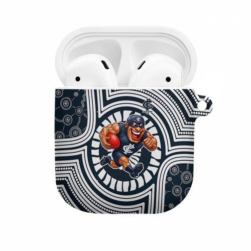 Carlton Football Club AirPods Case Indigenous Monochrome Dot Art Mascot Style