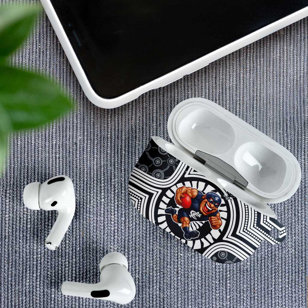 Carlton Football Club AirPods Case Indigenous Monochrome Dot Art Mascot Style