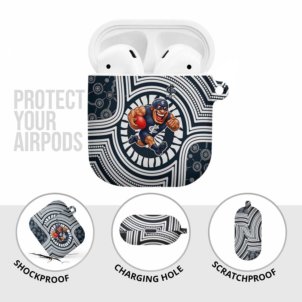 Carlton Football Club AirPods Case Indigenous Monochrome Dot Art Mascot Style