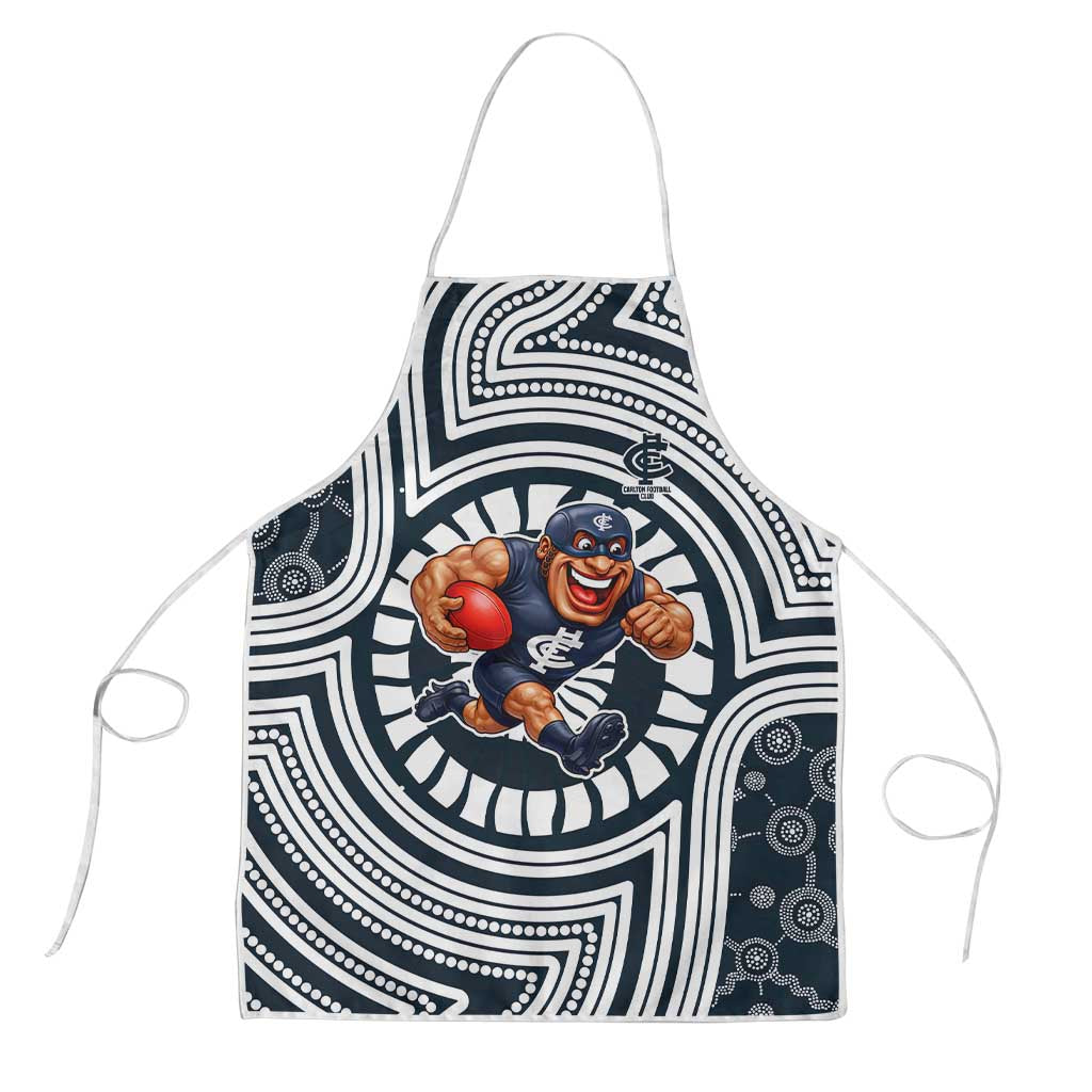Carlton Football Club Apron Indigenous Monochrome Dot Art Mascot Style