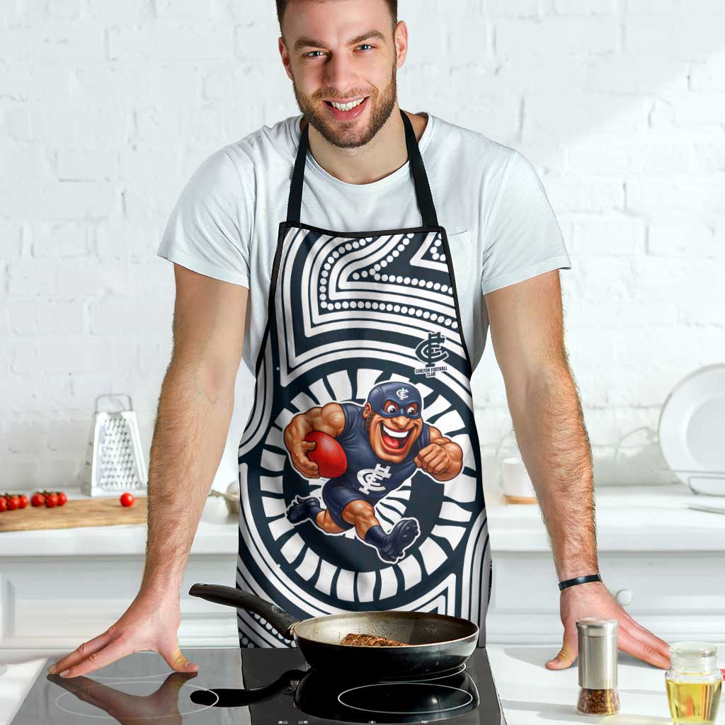 Carlton Football Club Apron Indigenous Monochrome Dot Art Mascot Style