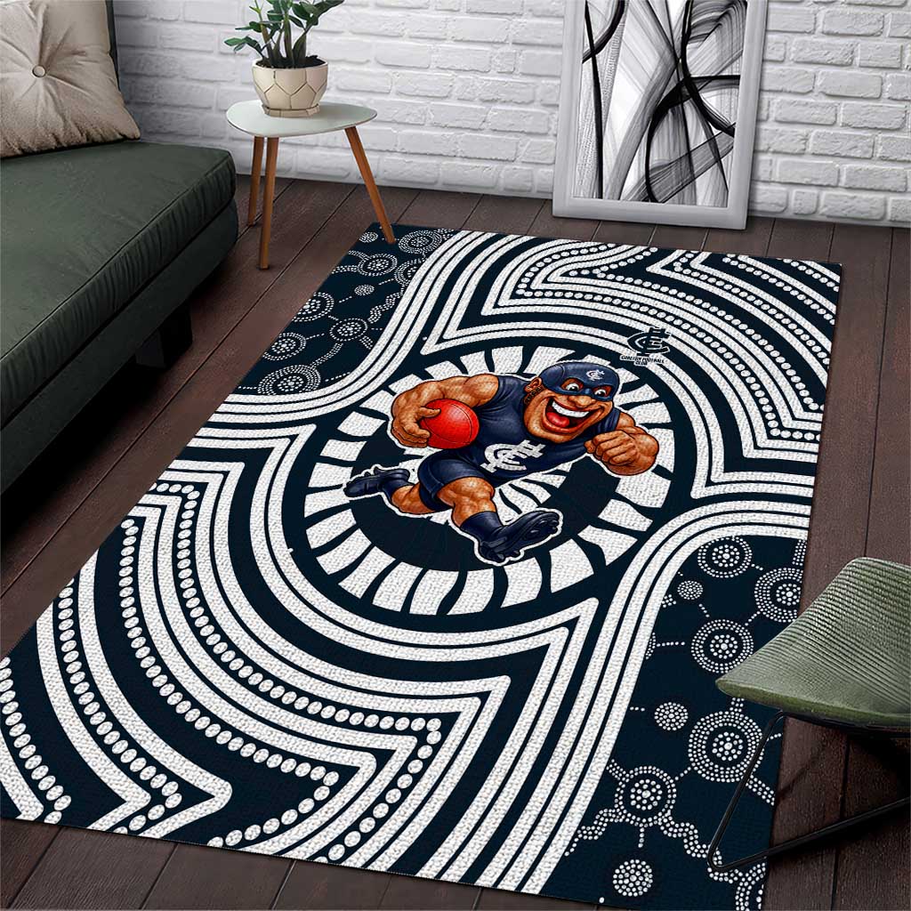 Carlton Football Club Area Rug Indigenous Monochrome Dot Art Mascot Style