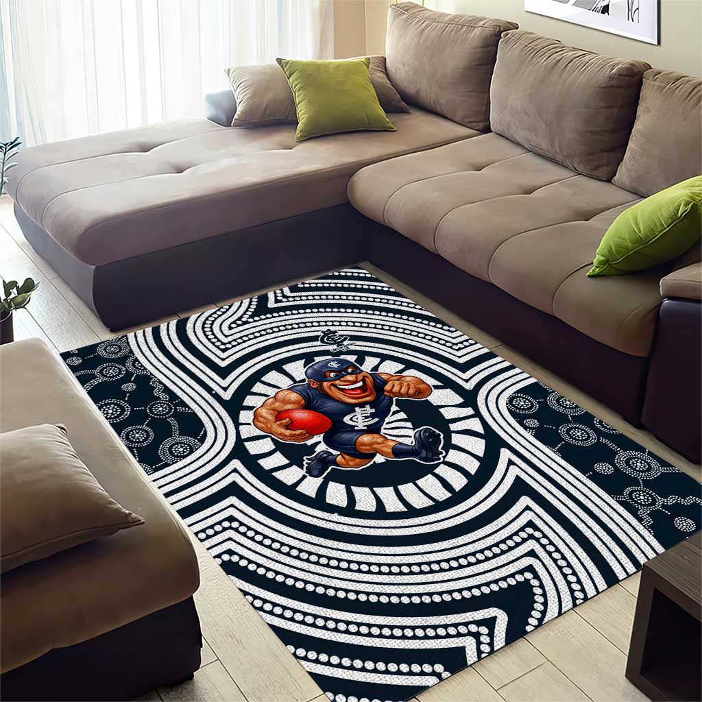 Carlton Football Club Area Rug Indigenous Monochrome Dot Art Mascot Style