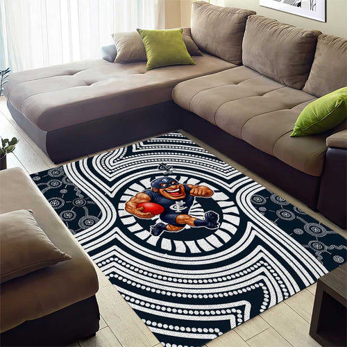 Carlton Football Club Area Rug Indigenous Monochrome Dot Art Mascot Style