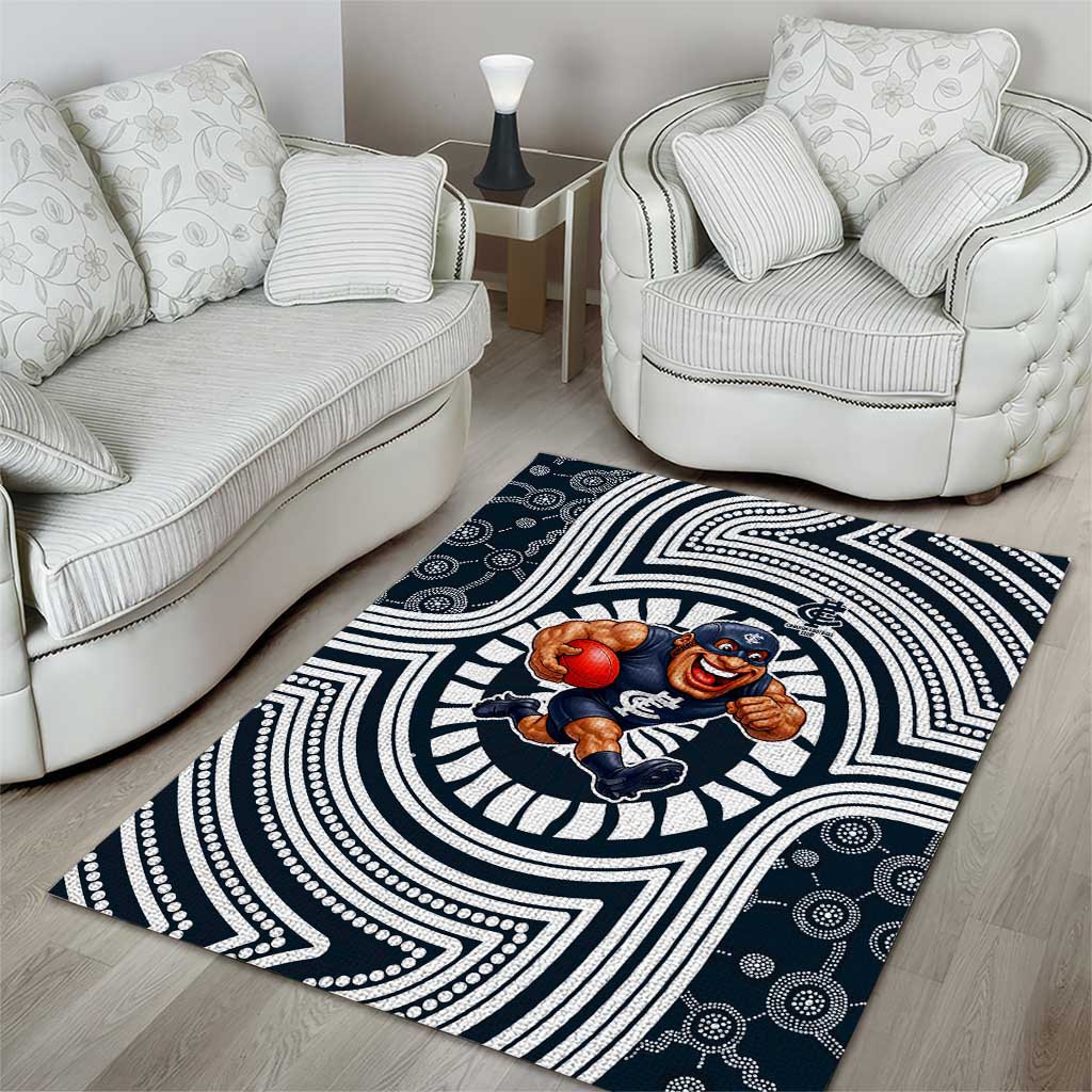 Carlton Football Club Area Rug Indigenous Monochrome Dot Art Mascot Style
