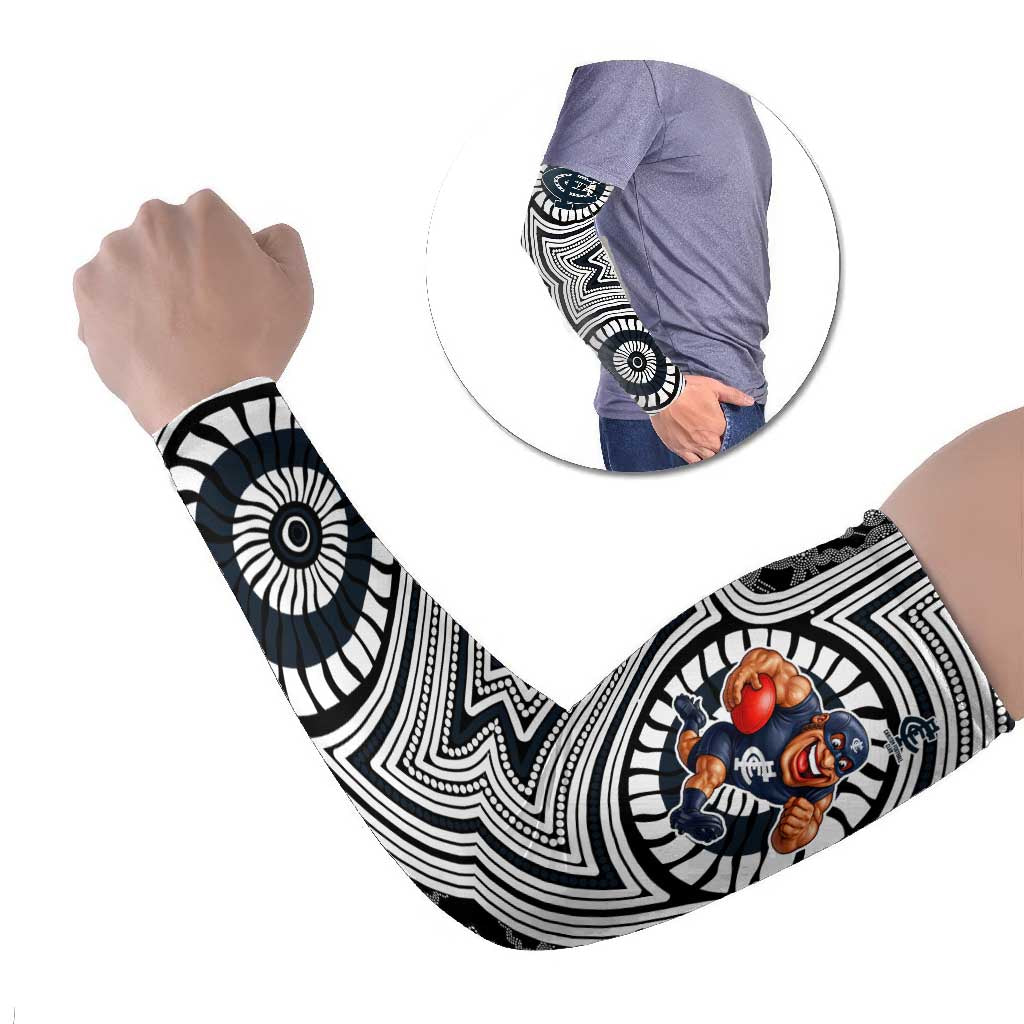 Carlton Football Club Arm Sleeves Indigenous Monochrome Dot Art Mascot Style