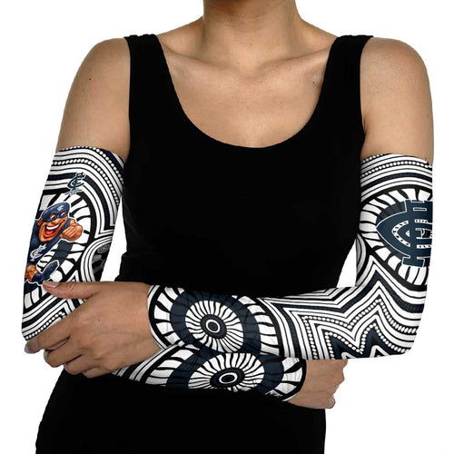 Carlton Football Club Arm Sleeves Indigenous Monochrome Dot Art Mascot Style